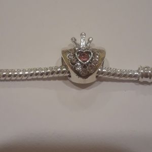 European Silver Plated CZ Charm